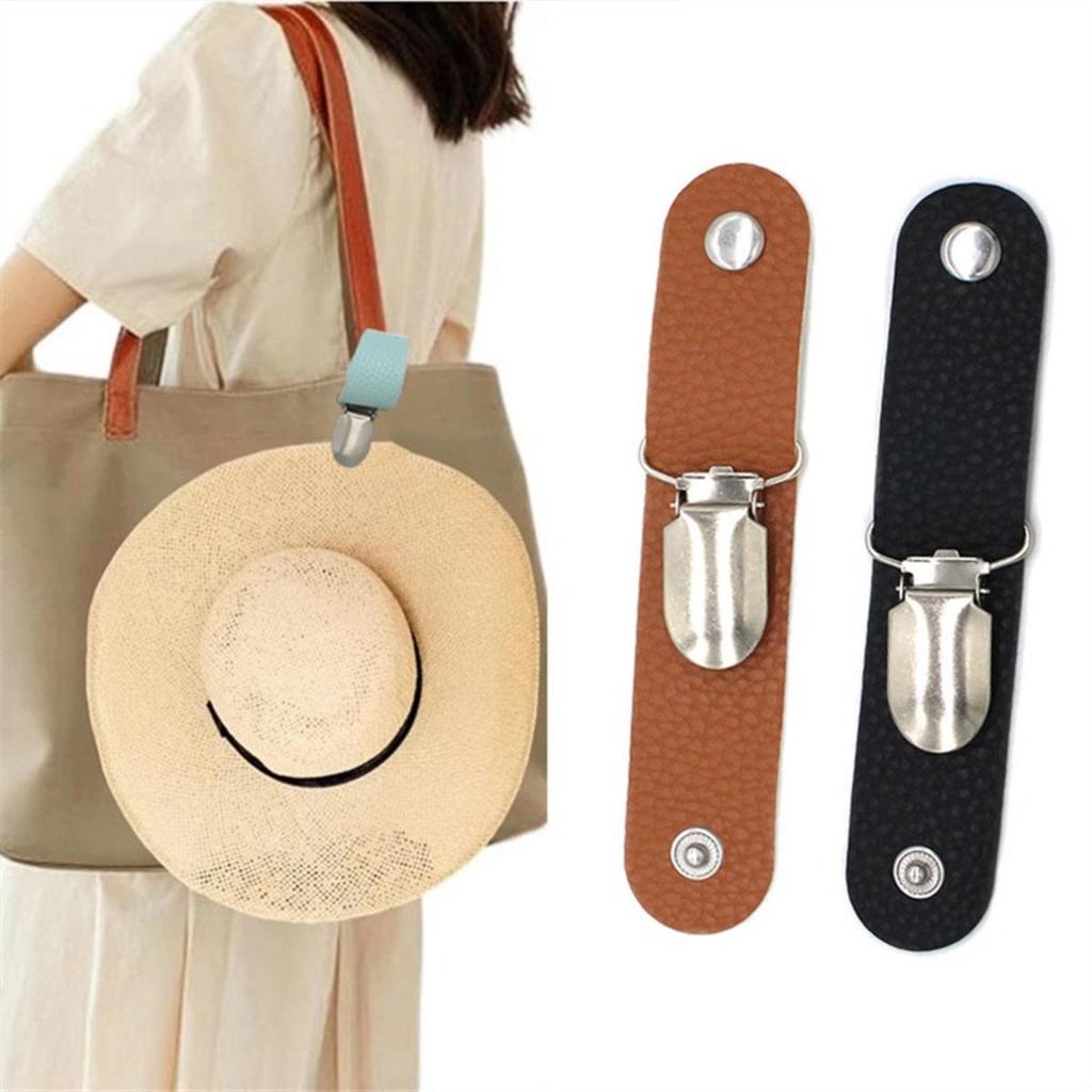 Travel Leather Hat Clamp Outdoor Backpack Luggage Storage Bag Multifunctional Straw Cap Clip Hat Accessories