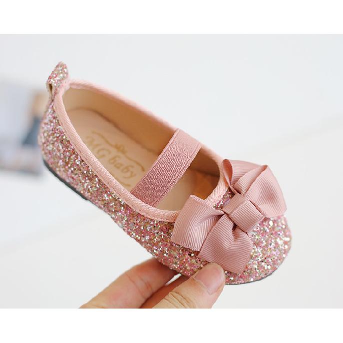 Toddlers Girls Shoes Glitter Leather Flats For Little Kids Children's Dress Shoes Bow-knot Princess Sweet Loafers Soft For Dance