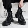 Chef Men's Shoes Spring Anti Slip Waterproof Kitchen High Top Leather Boots Black Casual Leather Shoes Spring Sports Martin Trendy Shoes