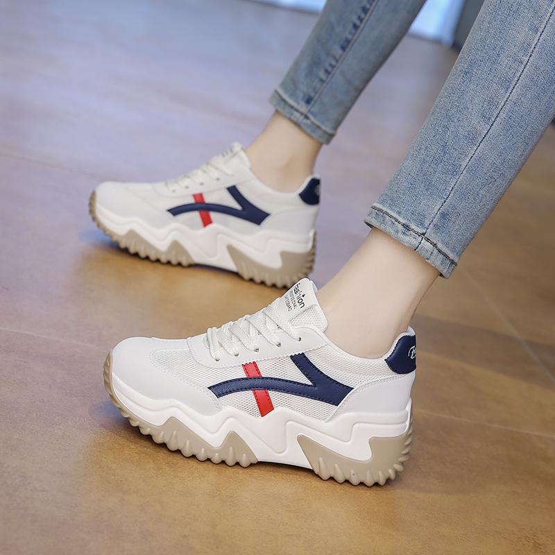 Spring trend thick soled women's shoes 2025 new board shoes matching color increase sports shoes fashion casual shoes