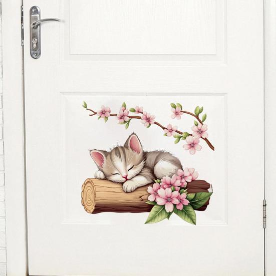Adesivo da Parete Gatto Carino Acquerello, Decalcomanie da Parete Gattino Rimovibili, Decorazione Murale Artistica Peel and Stick per Cameretta, Soggiorno, Camera da Letto
