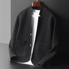 Gola Alta Manga Comprida Bolsos Abotoamento Simples Jaqueta Tricotada Masculina Primavera Outono Cor Sólida Blazer Casaco Masculino