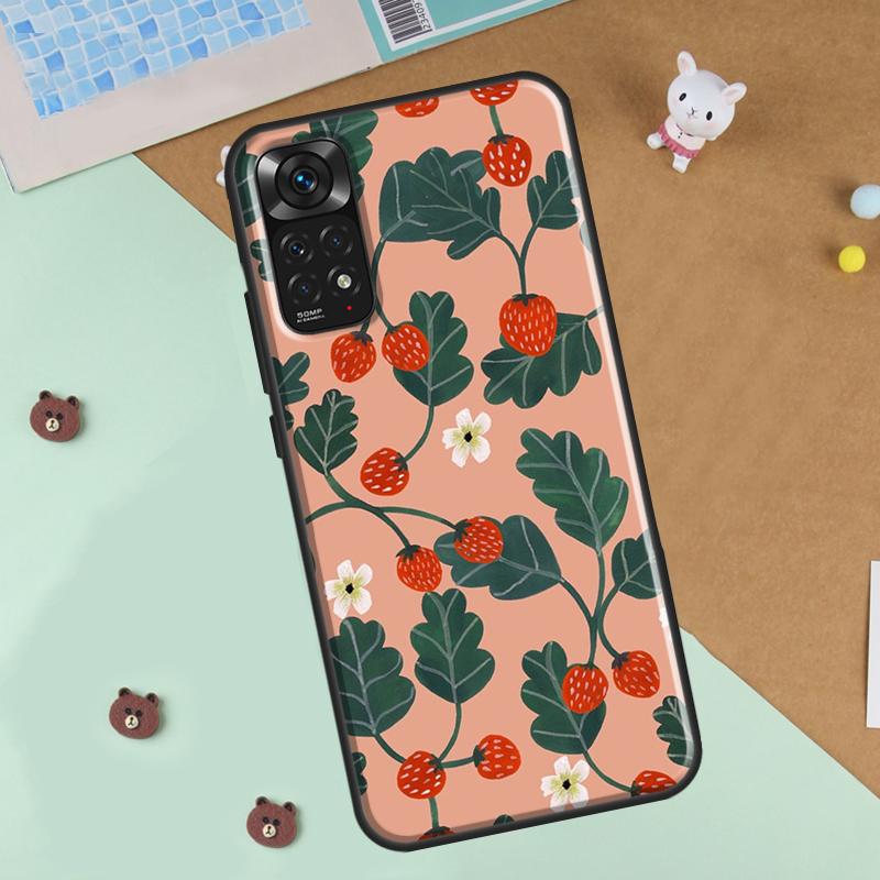 Cute Strawberry Phone Case For Xiaomi Redmi Note 12 8 9 10 11 Pro 8T 9S 10S 11S 12S 10A 9C 10C 12C Cover