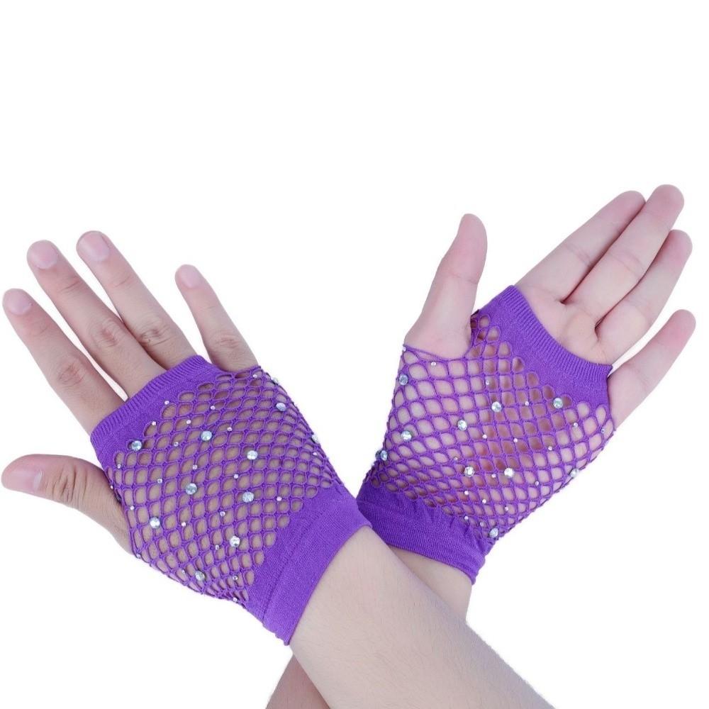 Elastic Rhinestone Gloves Shiny Mesh Lace Gloves Party Long Gloves Party Wear
