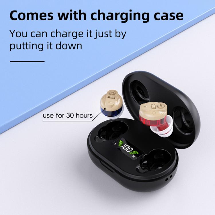 Elderly Hearing Aids Invisible Sound Amplifier Noise Reduction Collector With Digital Display Charging Compartment