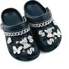 16PCS Fashion Shoe Charms Set Silver Diamond Bear Butterfly Chain Shoe Decorations Buckle for Sandals Clogs DIY Accessories Gift