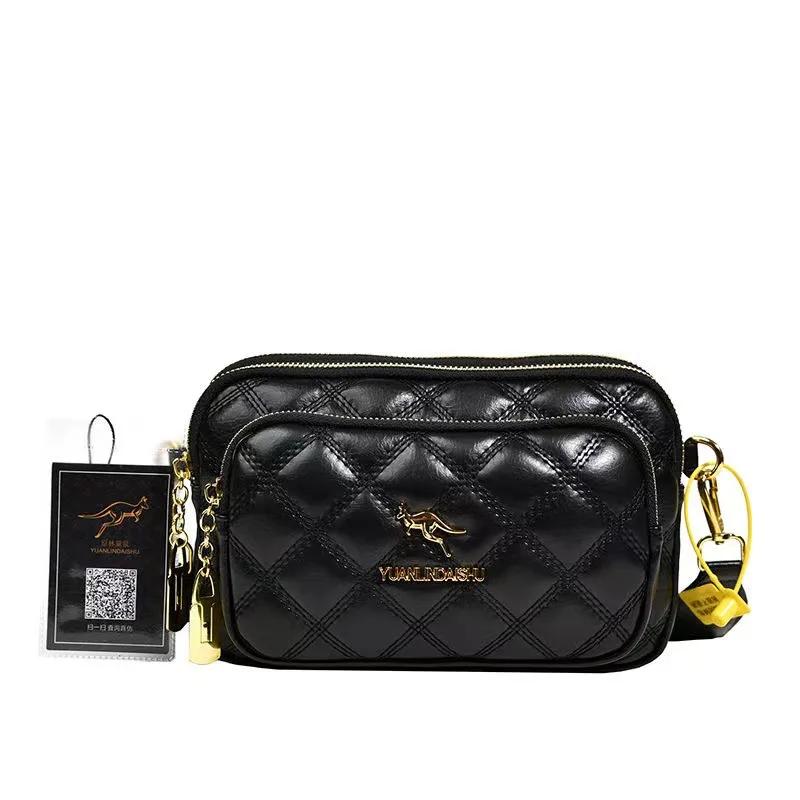 

2026 Small Lingge Women s Bag New Trend Ins Small Fragrant Style Shoulder Bag Niche Handbag Three-layer Casual Crossbody Bag 21cm 14cm 5cm чёрный