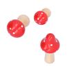 3Pcs Set Mushroom Crafts Innovative Cute Wooden Ornaments Home Office Desktop DecorationRed