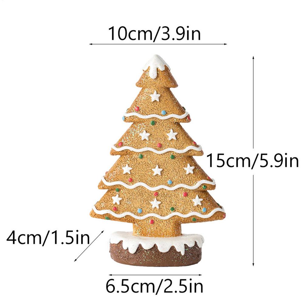 

Christmas Tree Figurine Small Gingerbread Statue Resin Christmas Tree Holiday Decor For Holiday Indoor Desk Shelf Mantel Home жовтий