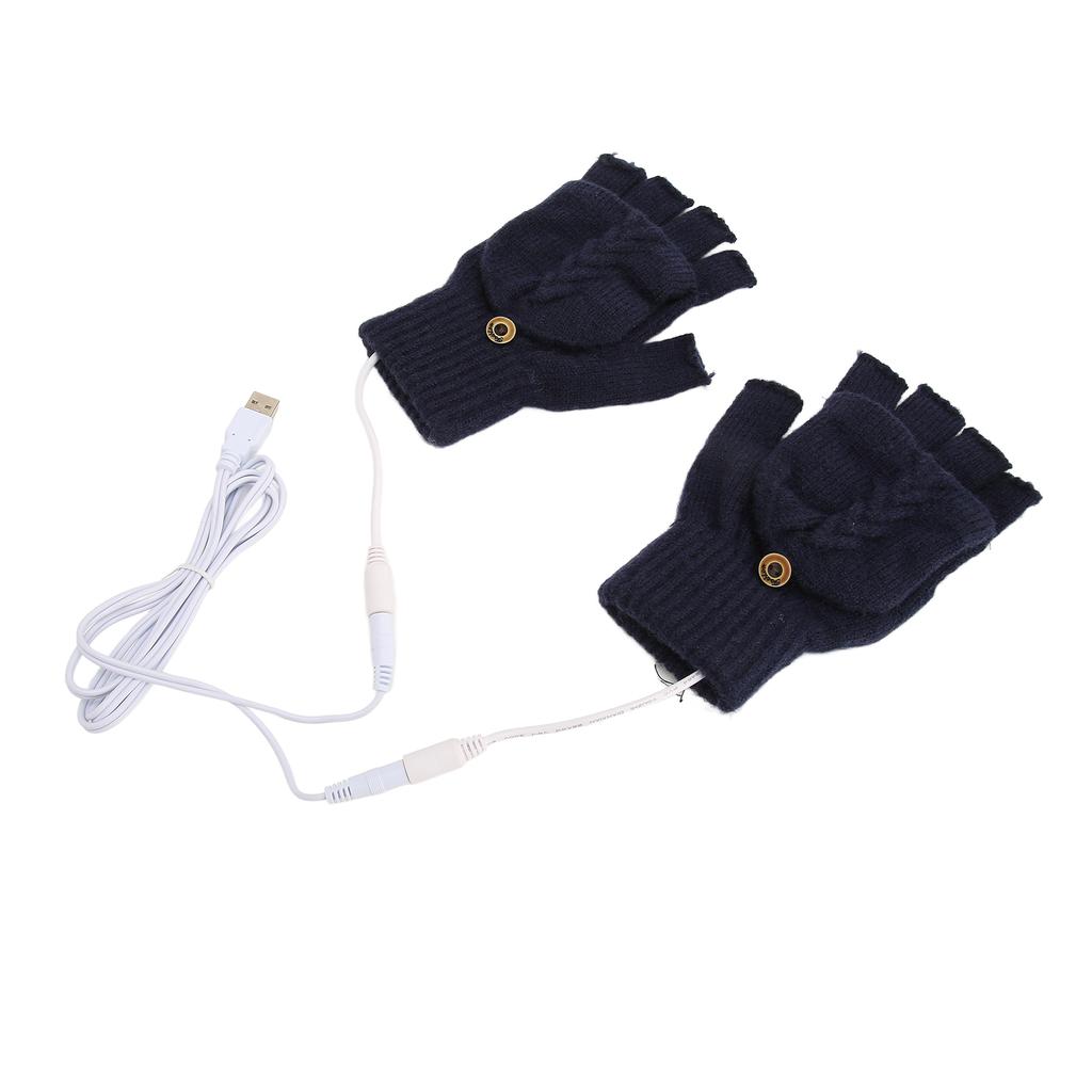 USB Wärmer Beheizte Handschuhe Klappbar Halbfingerlos Elektronische Gestrickte Handhandschuhe für Männer Frauen Winter