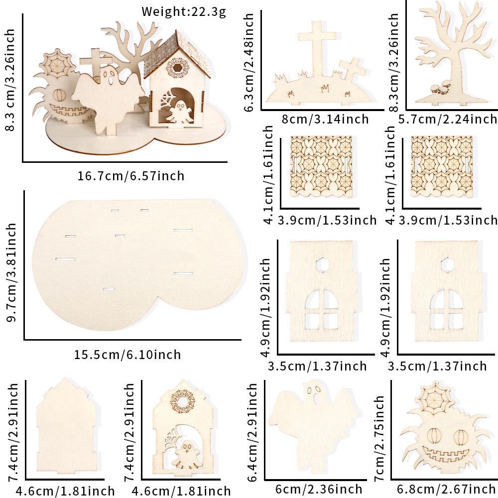 Whimsical Halloween Wooden Puzzle Displays Featuring Castle And Haunted House Designs Parties For