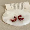 Red Oil Drip Colored Diamond Love Stud Earrings Women'S Unique Design Sense Personality Exquisite Light Luxury Elegant Versatile Earrings