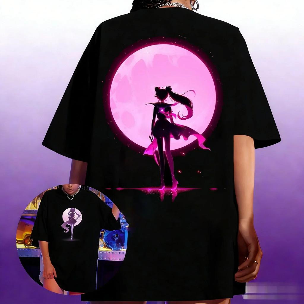 Anime Sailor Moon Womens Harajuku Summer Tshirt 2026 New Oversized Retro Streetwear Casual Loose Unisex Short Sleeve Unisex Tops