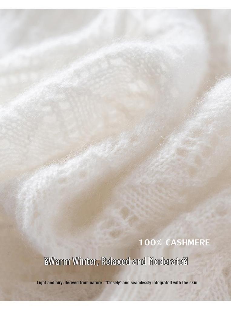 Cashmere Neck Warmer: 100% Pure Cashmere, Hollow Knit, Fashionable Warm Scarf