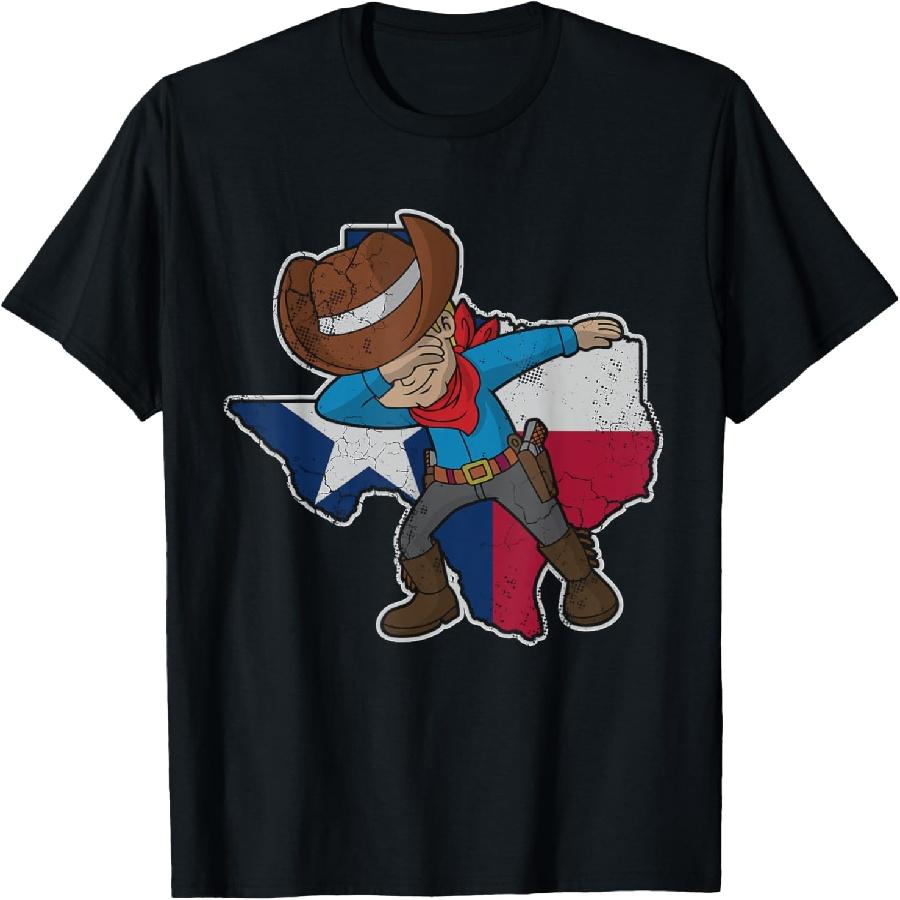 

Dabbing Cowboy Texas Texan Flag Map Vintage Distressed Fade T-Shirt XXXXXL чорний
