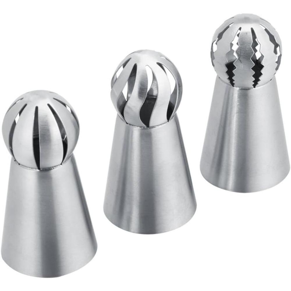 3 Stück/Set Edelstahl Gebäckbrenner Zuckerguss Düsenspitzen zum Verzieren von Cupcakes und Kuchen, zum Herstellen von Windbeuteln, Backküchenwerkzeuge