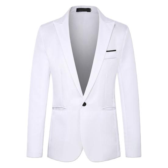 Thin Type Pockets Men Blazer Long Sleeve Single Button Lapel Suit Jacket Male Clothing