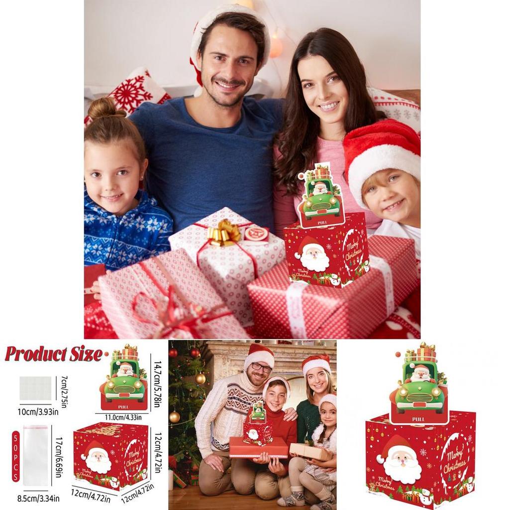 Red Santa Claus Pattern Paper Gift Box For Christmas Presents And Celebration Events