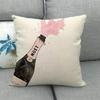 Champagne Bottles and Flowers Digital Printing Short Plush Pillow Covers for Car Sofa Office Cushion Cover Home Goods