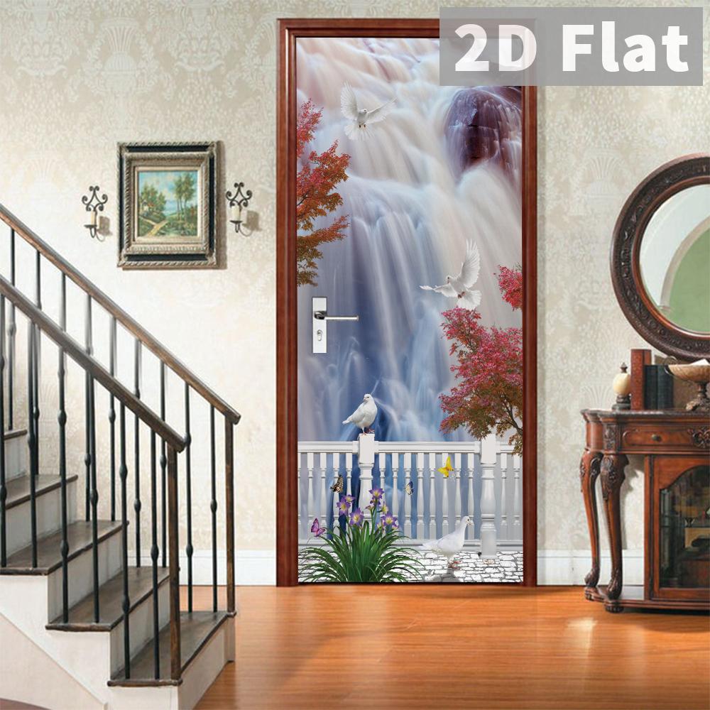 76Style 77/90cm Self-Adhesive Door Stickers Removable Wall Sticker Scenery Wallpaper Stone Stair Murals for Doors Modern Home Decor