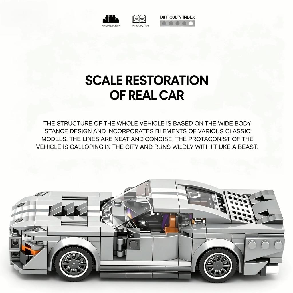 Vintage Style High-Quality Supercar High-Quality Gt500 High-Quality Building High-Quality Block Transport Vehicle Construction Set Collection Kit