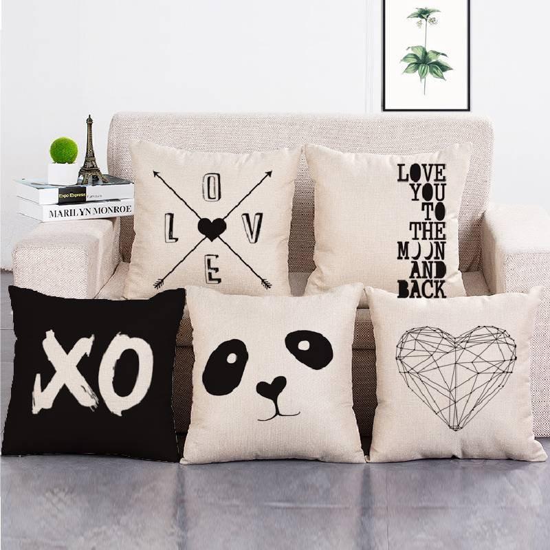 Luxurious Nordic Style Black Letter Digital Print Cushion Cover For Home Decor