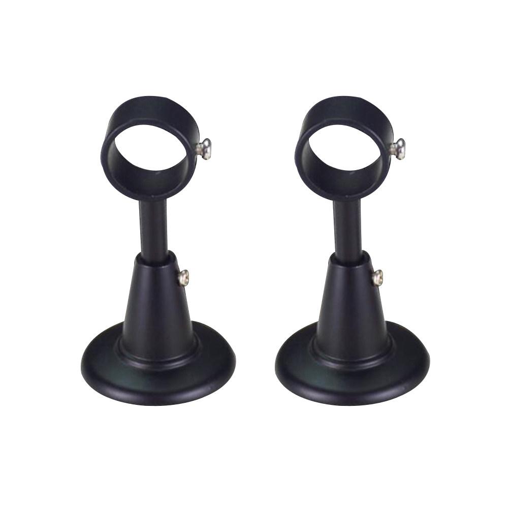 2Pcs Roman Rod Curtain Brackets Metal Ceiling Mount Black Finish Sturdy Support for Ceiling Or Wall Mounted Curtain Rod