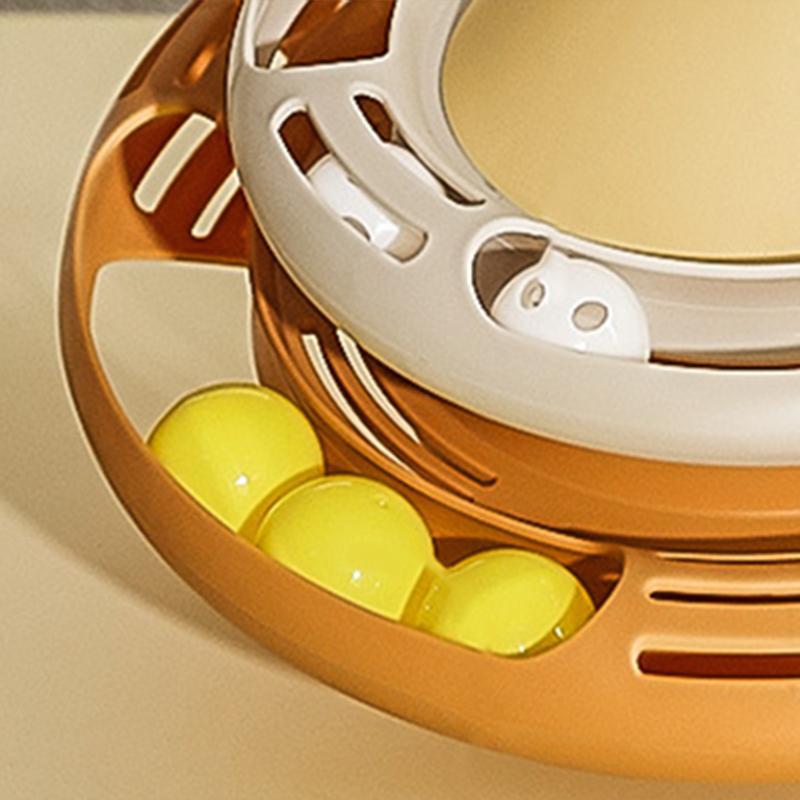 Cat Turntable Toy Interactive Funny Feather Circular Turntable Kitten Toys for Cats Kittens White