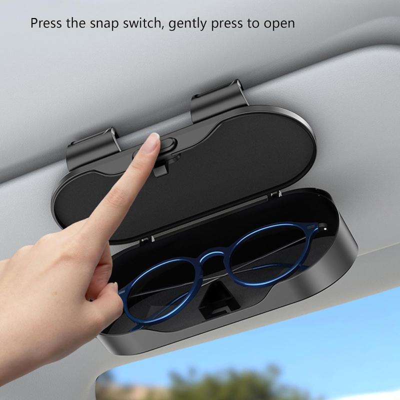 Mirror Glossy Multifunctional Glasses Case, Car Sunshade, Glasses Clip Card, 2-In-1 Storage Box, High-End Sunglasses Holder