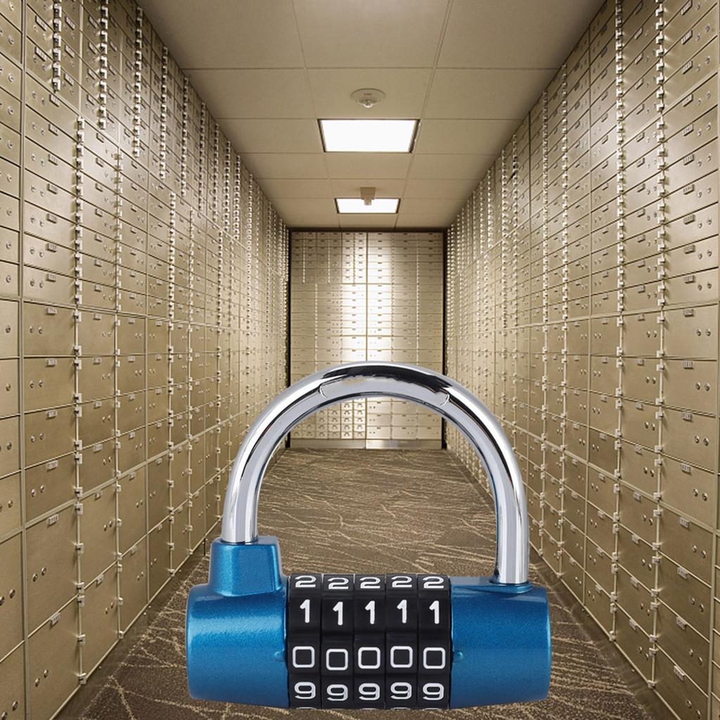 5 Digit Code Lock Padlock U shaped Suitcase Door Combination Lock Blue