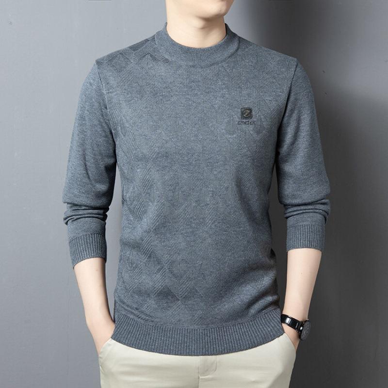 Herbst- und Winterpullover für Herren, schmal geschnitten, langärmelig, gestricktes Bodenhemd, lässiger Innenstrickpullover, Herrenbekleidung