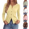 Women's Color Button Front Long Sleeve Casual Sweater Cardigan Top