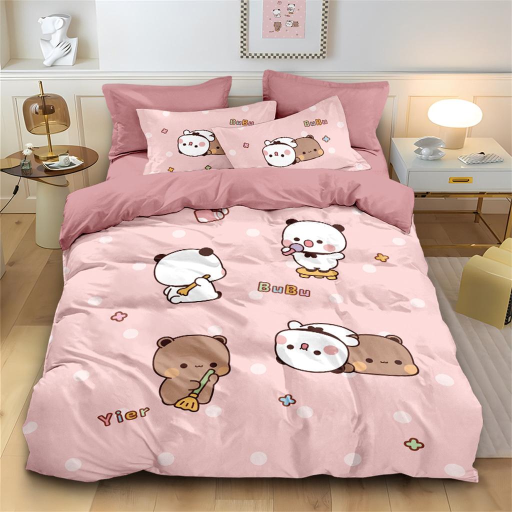 Bubu Dudu Print Cartoon Cute Bear Kawaii Christmas Duvet Cover Gift, Children Bedding Set Microfiber Polyester Duvet Cover Set
