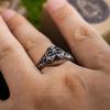 Yintai Fei Retro Thai Silver "Undead" Skull Ring - Dark Demon Series, Men's Black Magic Open Seal Trendy Ring.