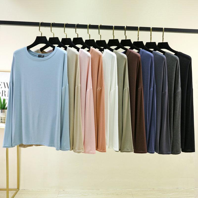 Summer Women's Batwing Long Sleeve T-Shirt Thin O Neck Loose Fit Tshirts Air Conditioner Shirt Casual Sun Protection Tee Tops