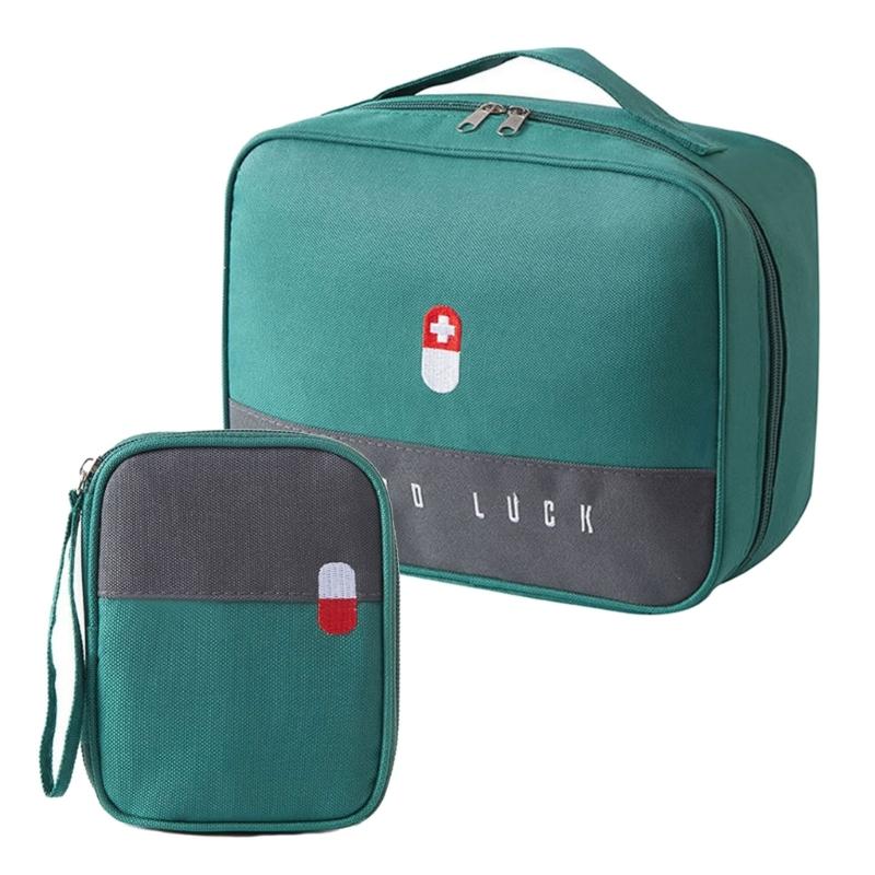 

2 Pack Waterproof Oxford Cloth Storage Bag with Large Small Size for Outdoor Travel Home Emergencies Medicine Supplies зелений