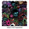50 Neon Graffiti Personality Stickers for Laptops, Suitcases, Skateboards, and Cars