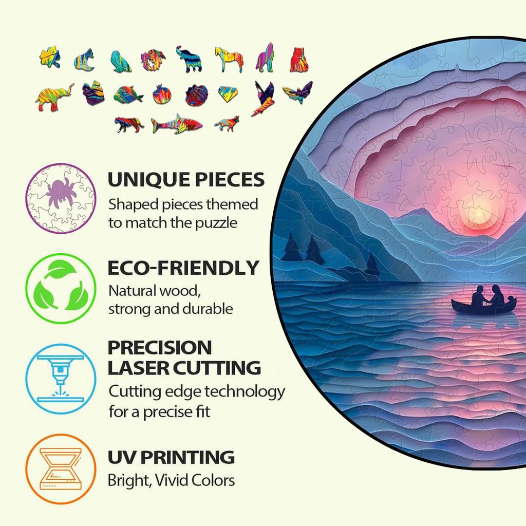 Paesaggio di Intaglio su Carta Sfida Puzzle di Legno Ideale Decorazione per la Casa Pittura Regalo Istruttivo Puzzle Attività progettato per Bambini Giocattolo