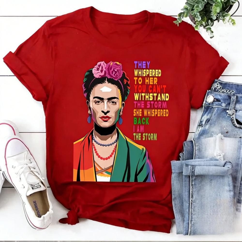 I Am The Storm Women Black History Shirt Frida Kahlo TShirt Gift for Feminist Tshirt Viva La Vida Mexico Women Tee Cotton Tops S