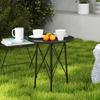 Tavolo da giardino, tavolo rotondo da patio con motivo floreale, acciaio, tavolo da bistrot per uso interno ed esterno, nero