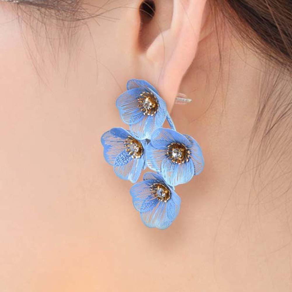 Rhinestone Floral Tassel Earrings Zinc Zinc Alloy Long Dangle Earrings Exaggerated Flower Ear Drop  Gift