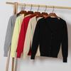 New Top with Long-sleeved Knitted Sweater Cardigan Sweater Women's Spring and Autumn Clothing Short Thin Large-size Coat