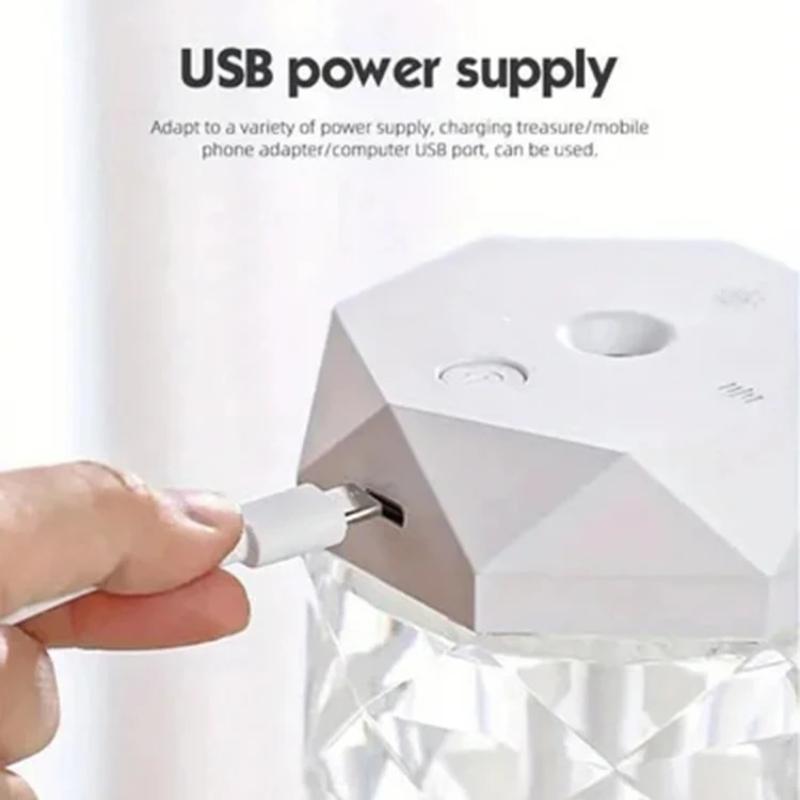 1000ML/400ML Bunter USB-Kristall-Luftbefeuchter Aromatherapie Luftreiniger für Schlafzimmer Schreibtisch Home Office Nebelgenerator