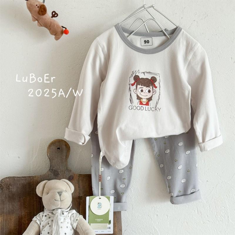 A Kids Thermal Underwear Set Cartoon Cotton Homewear 3-8 Years Old