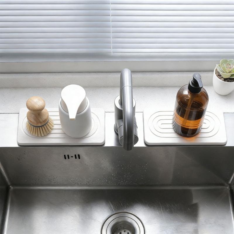 2Pieces Natural Water Absorbing Stone Soap Holder Tray For Bathroom Countertop And Sink Organization Counter Top