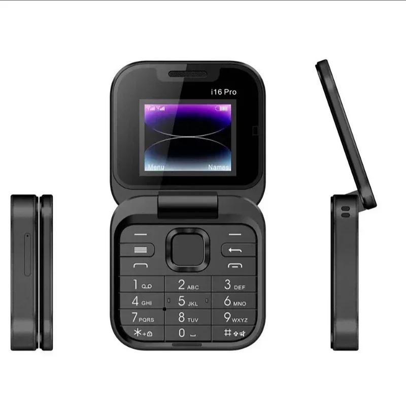 I16pro Small Foldable Mobile Phone Auto Call Record Speed Dial Dual SIM Card HD Rear Camera Flip Telephones FM Radio Cellphones