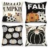 4Pcs/Set Fall Pumpkin Throw Pillow Covers, Hello Fall Polka Dot Cushion Cases, Polyester/Linen, Boho Farmhouse Home Decoration