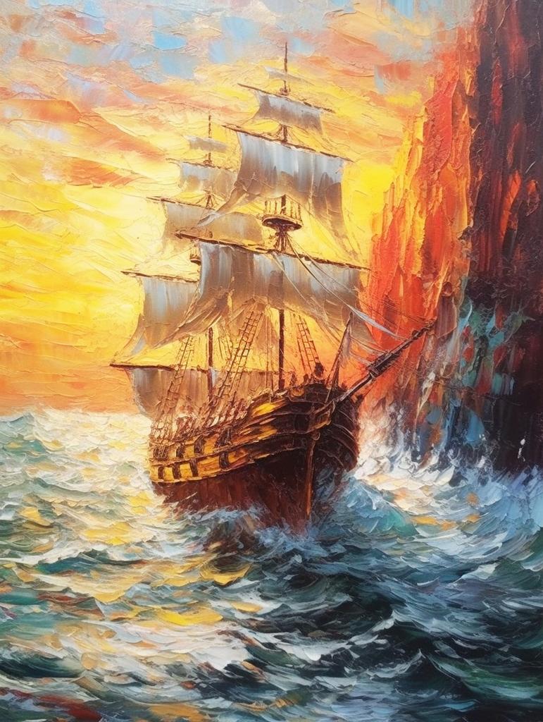 Boat Diamond Painting Sunset Landscape Rhinestones Picture Embroidery Seaside Diamond Mosaic New Arrival Kits Wall Decor