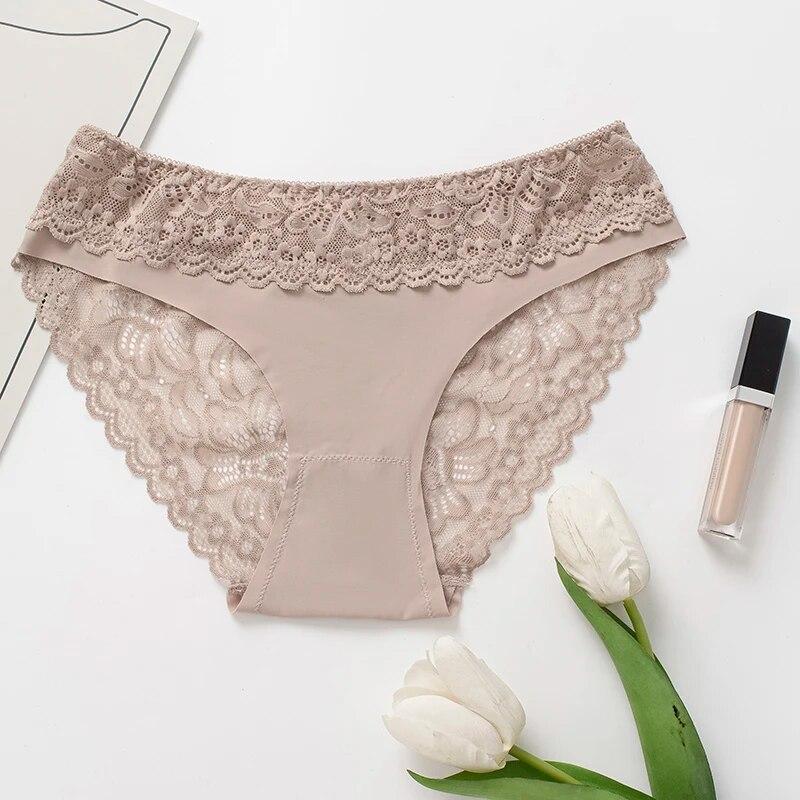 3PCS/Set Women's Panties Lace Silk Satin Underwear Sexy Lingerie Soft Comfortable Female Briefs Sweet Cozy Underpants