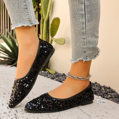 Chaussures Mode Femme 2025 Mode Ballerines Plates pour Femmes Peu Profondes Nouveautés Paillettes Quotidien Vente Chaude Confortable Meilleur Vendeur Grandes Tailles Plates Talons Bas